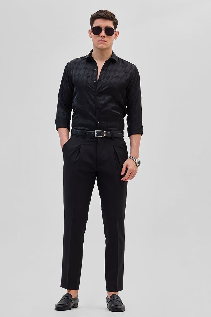SNITCH Black Slim Fit Stretch Trousers - Image 2